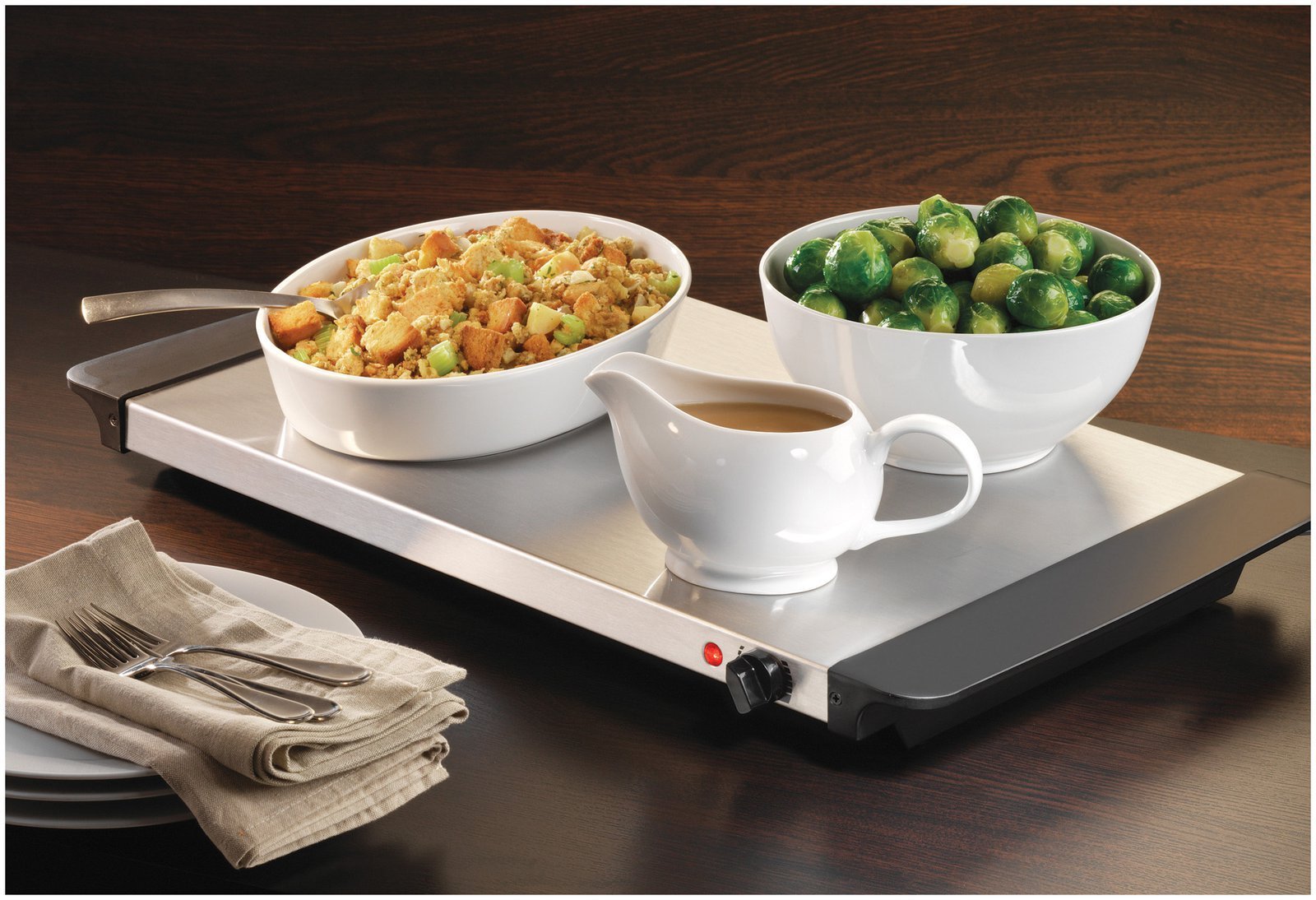 Nostalgia BCD992 Living Collection 2.5-Quart 3-Station Buffet Server and Warming Tray
