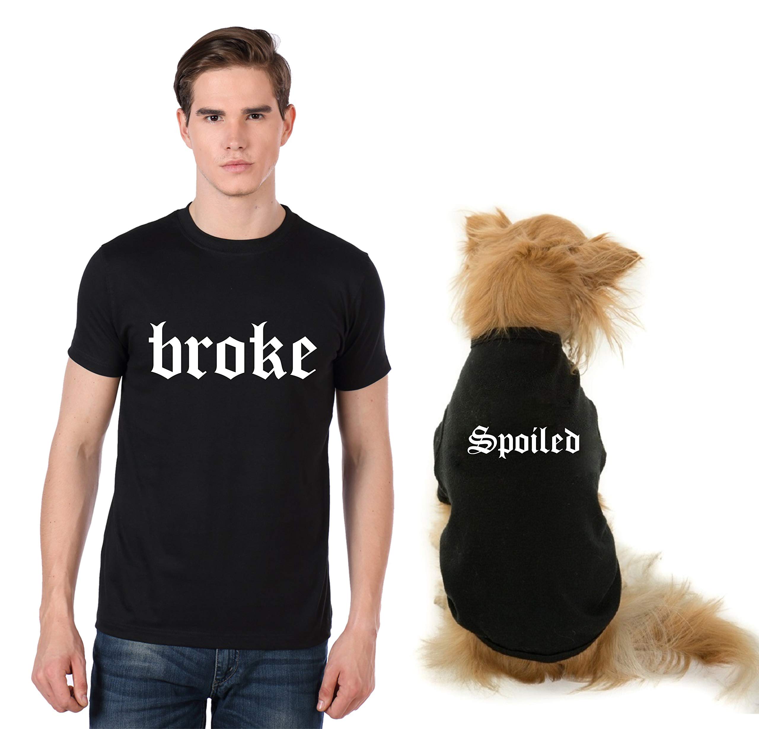 The Tee Shop Pet & Parent Matching Pair-up Cool Funny Quote Printed T-Shirt for Dog Cat Owners | Broke & Spoiled (Human - S, Pet - S) (B08Y1NY6VC) Amazon Price History, Amazon Price Tracker
