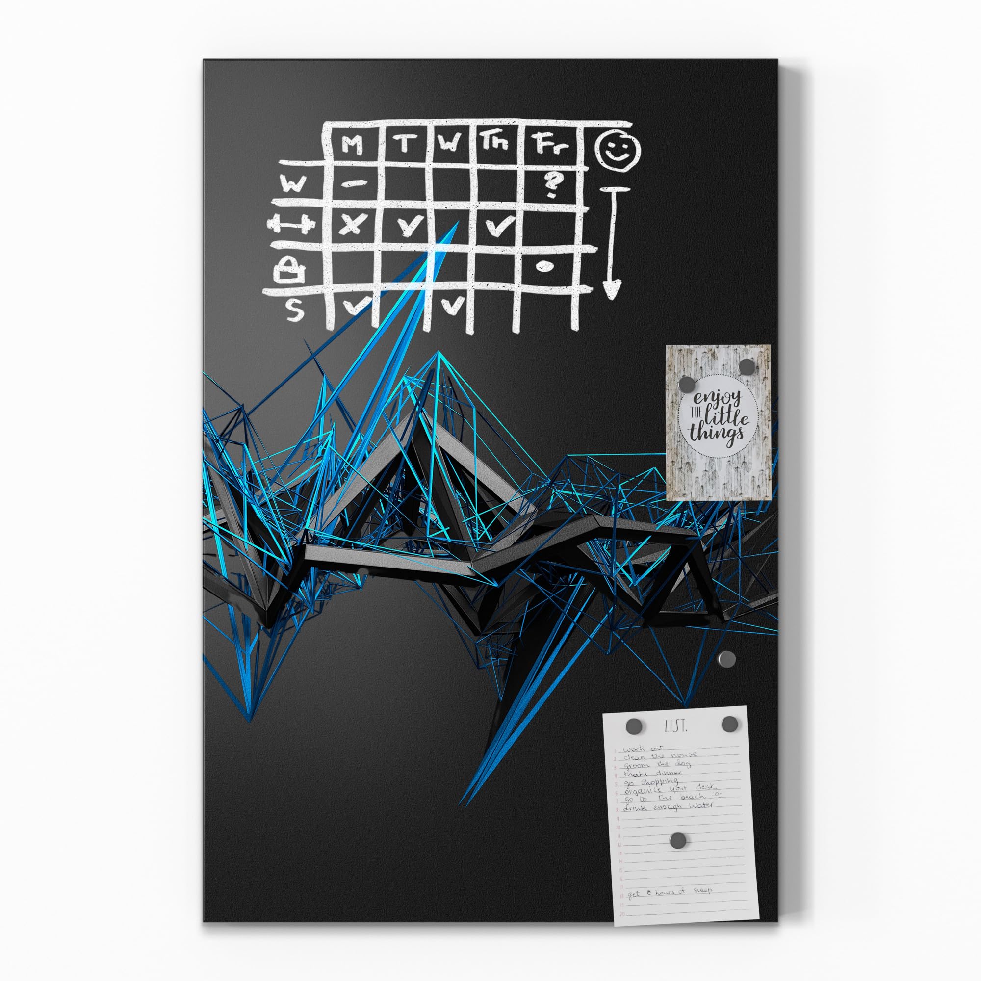 DEQORI Lavagna magnetica con stampa UV, motivo "nastro ondulato virtuale", design rettangolare, 40 x 60 cm, lavagna metallica scrivibile, decorazione da parete per cucina, corridoio, cameretta dei