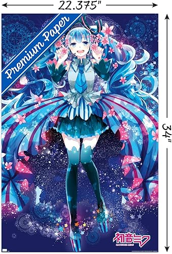 Miniatura 3 de Hatsune Miku - Póster de pared de flores, 34 pulgadas de largo x 22.4 pulgadas de ancho, versión premium sin marco