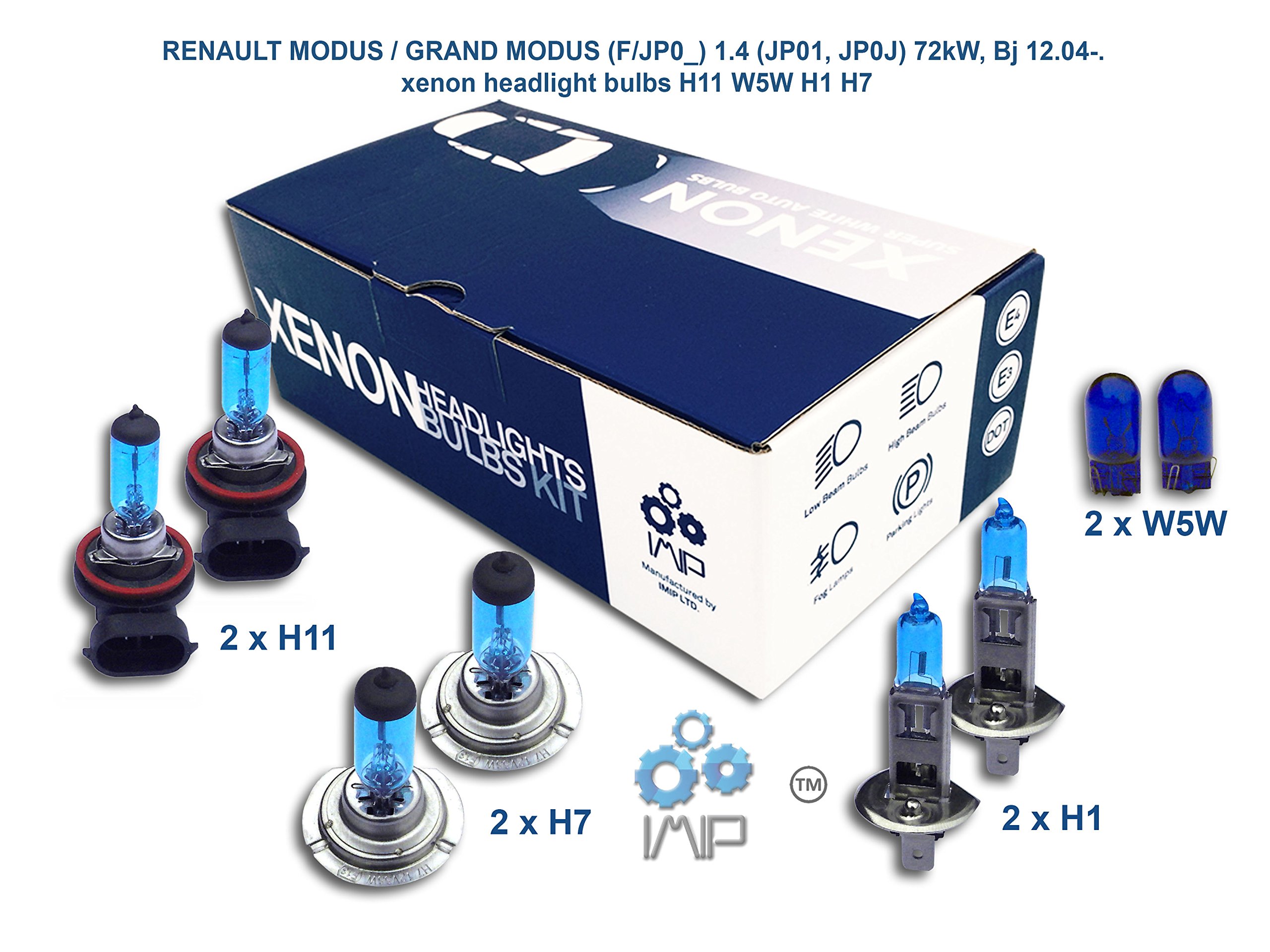 Genius Autoparts Bright Xenon Headlight Bulbs | Easy DIY Headlight Replacement Bulbs Kit, Pairs H11 H7 H1 | High and Low Beam Headlights | Fog Lights Plus Free Side Light Bulbs W5W,(Pack of 3+1)