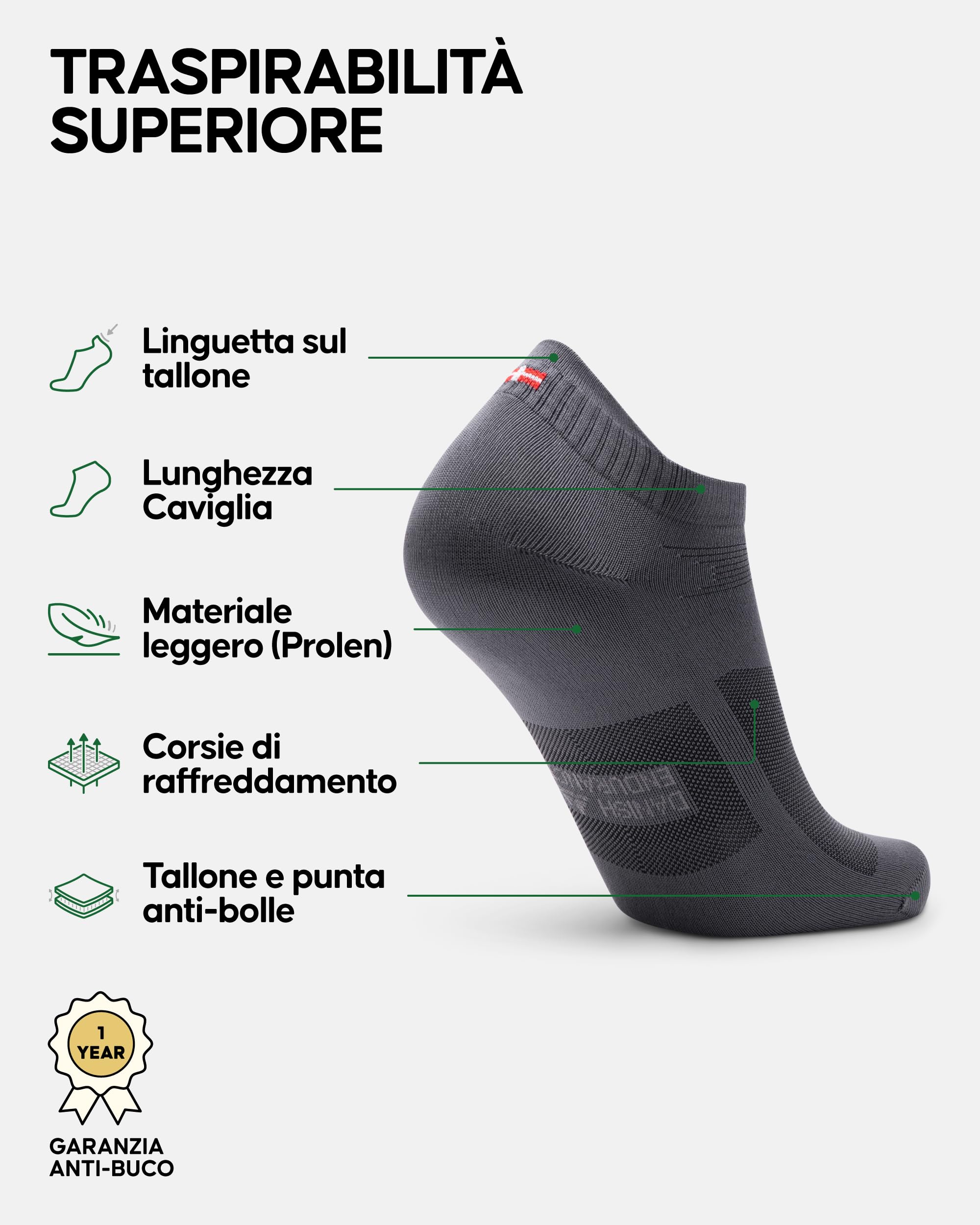 DANISH ENDURANCE Calzini corti da corsa, pantofole sportive traspiranti e anti-vesciche, da uomo, 3 o 5 paia