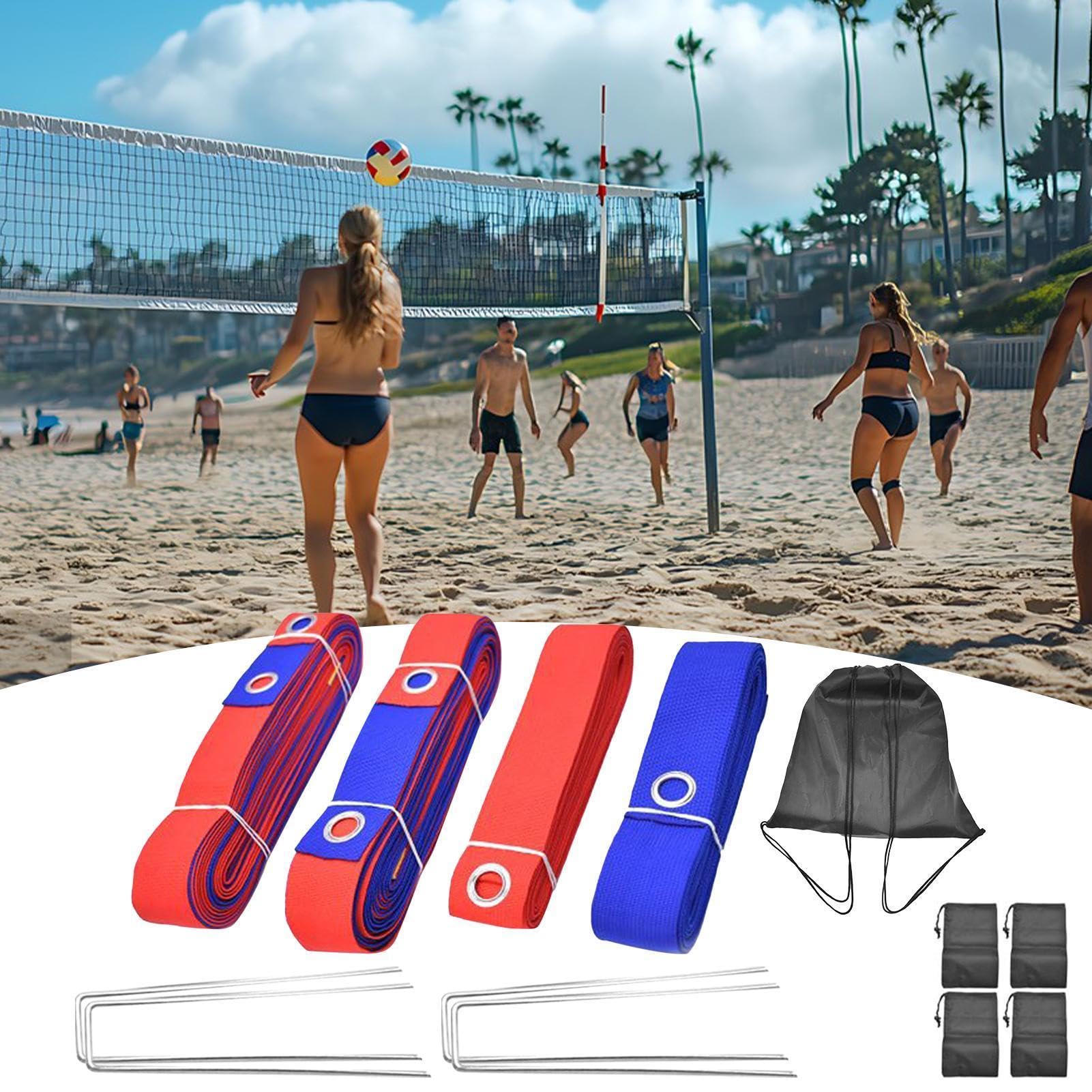 Líneas de voleibol para arena, juego de marcado de pelota deportiva, líneas de marcado de límites de voleibol, para playa, patio, parque, hogar, torneo de competencia de césped al aire libre