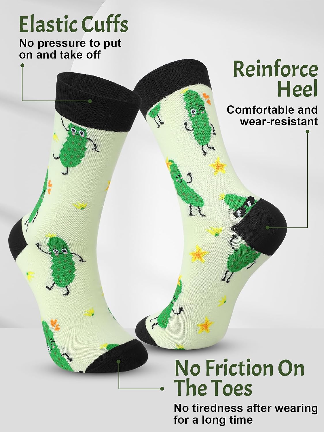 8 Pairs Funny Pickle Socks for Women Men Novelty Dill Cotton Mid Calf Socks Crazy Gifts for Pickle Lovers Holiday Birthday Gifts