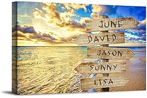 Sunset Over the Sea: Multi-Name Custom Canvas Photo Prints