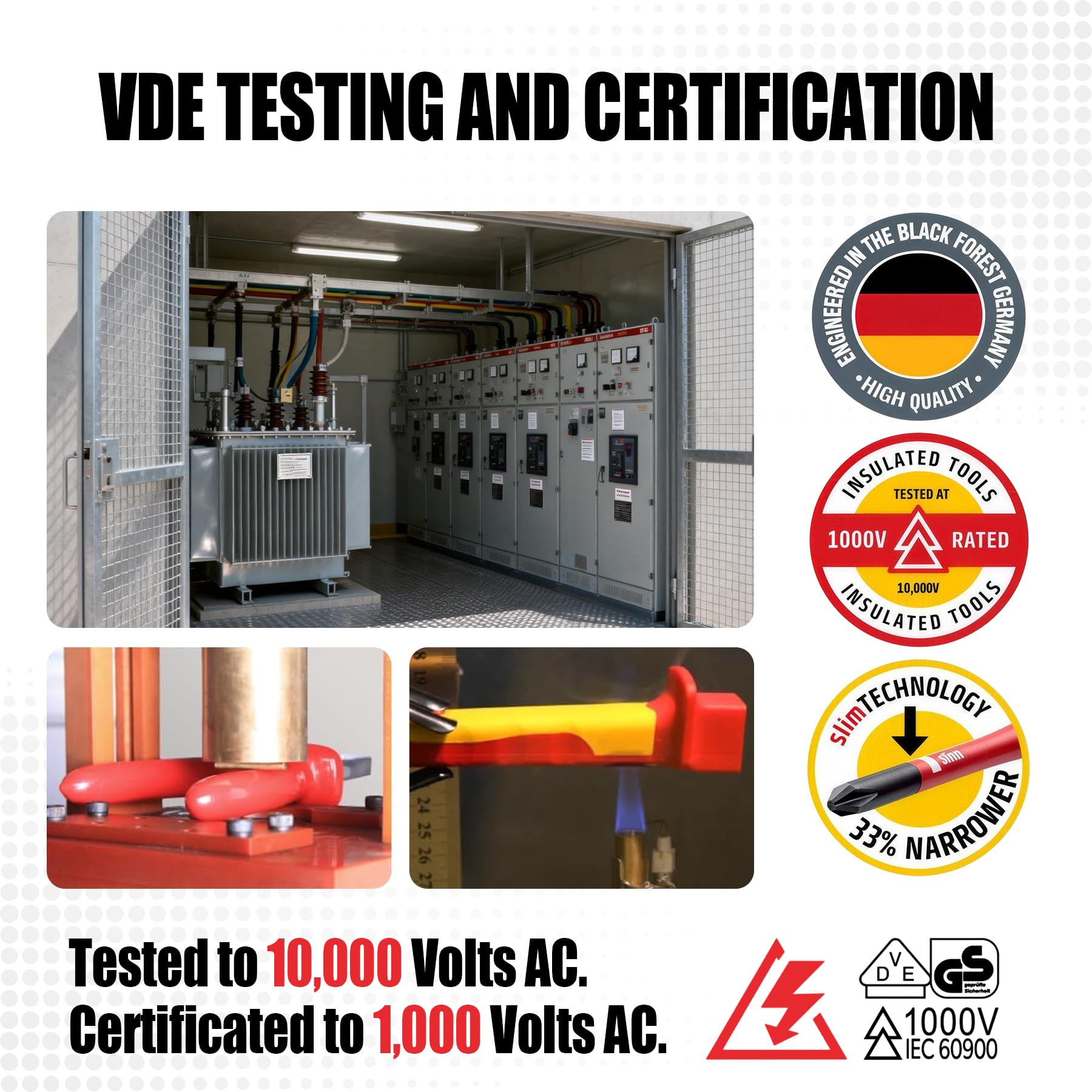 8 Pezzi VDE Isolati Set di Cacciaviti, Set di Strumenti Professionale per Elettricisti Isolato 1000V Con Estremità Phillips e Piatte Magnetiche, Pinze Isolate e Tronchesi Diagonali.