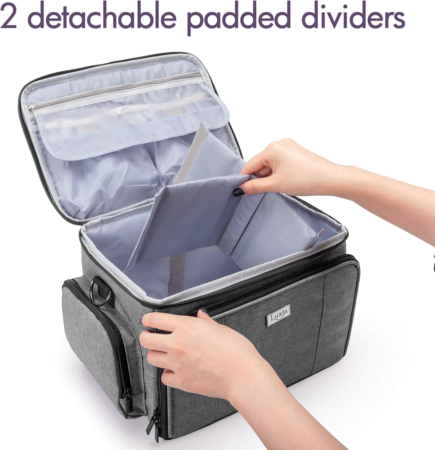 LUXJA Carrying Case Compatible with Cricut Joy and Easy Press Mini, Carrying Bag with Supplies Storage Sections, Gray