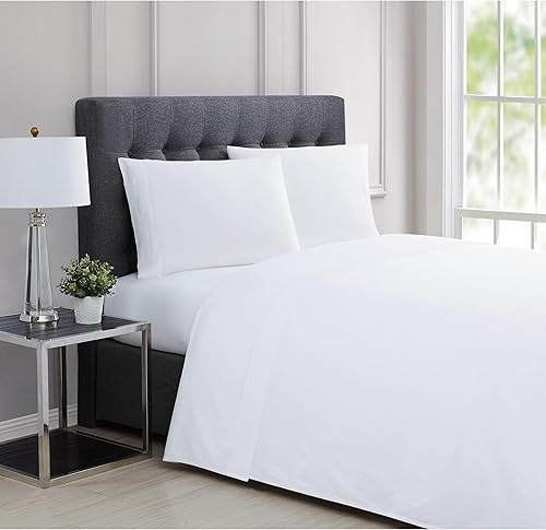 Charisma Juego de sábanas de satén clásico de algodón sólido de 310 hilos, tamaño California King, color blanco brillante