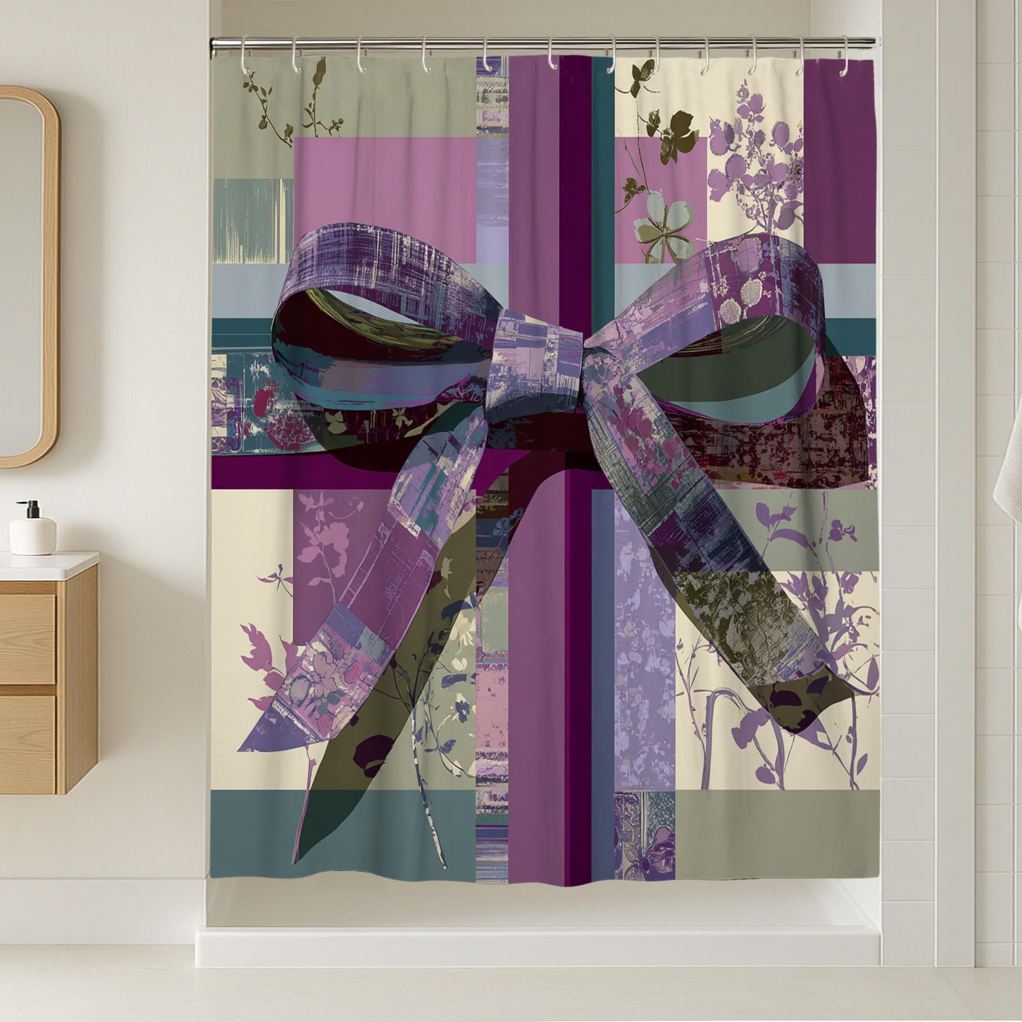 Rideau de douche extra long violet pour décoration de chambre d'amis