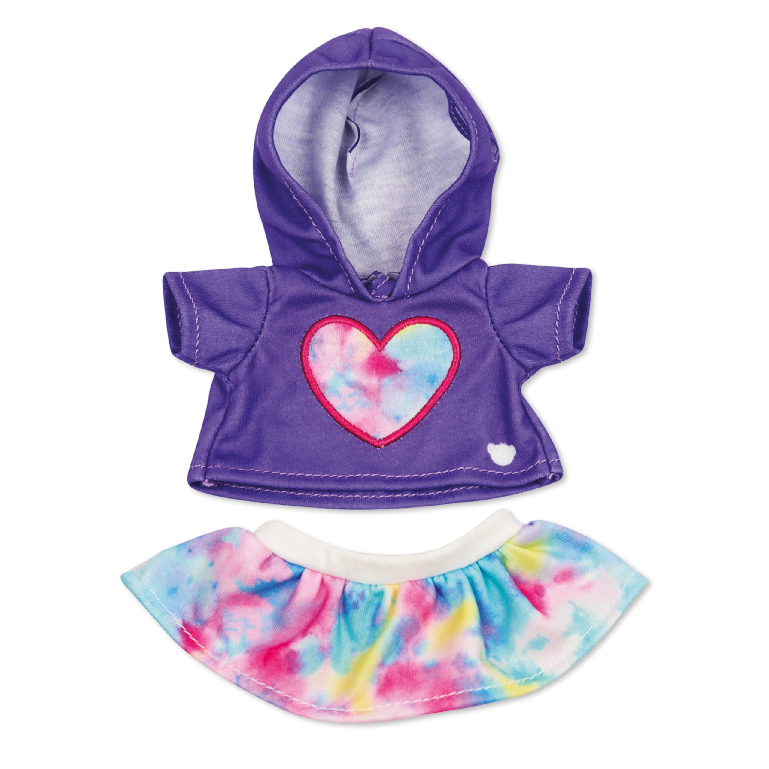 Casdon MINI Build-A-Bear Purple Heart Toy Clothes Pack. 4 Mix-and-Match Toy Outfits Includes Pyjamas, Cute Hoodies, Summer Styles