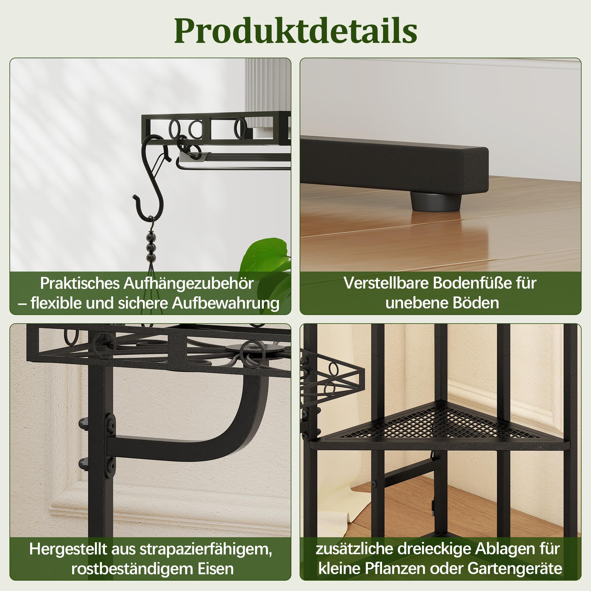 Quikraen Pflanzenständer mit Wachstumslicht, 9 Ebenen, 150cm, Schwarz | mit licht, L-förmiges Design, Rostbeständigen, Outdoor & Indoor, Für Wohnzimmer, Für Garten, Für Balkon, Einfacher Aufbau
