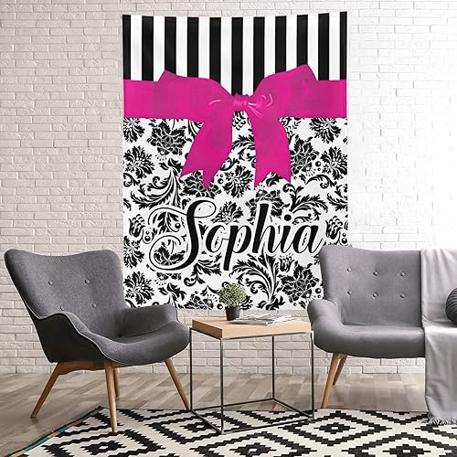 Miniatura 4 de Manta de forro polar blanco y negro con nombre para sofá, cama, regalos de boda y hogar, 50 x 60 pulgadas