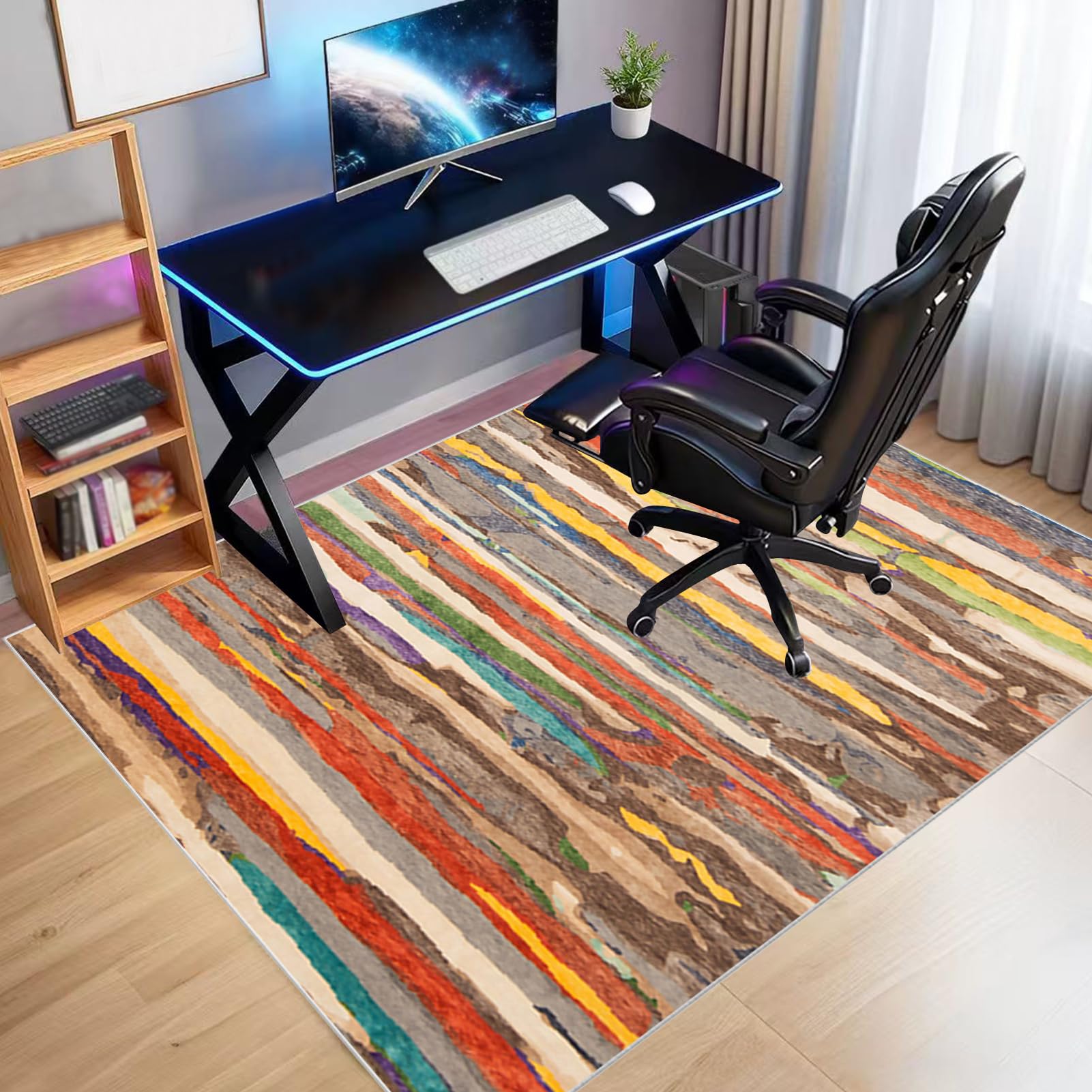 Tapis Protection Sol Chaise Bureau Antidérapant Tapis Chaise de Bureau Gaming Protège Parquet Fauteuil à roulettes pour Sols Durs, Tapis de Sol Bureau Tissu, Tapis Fauteuil Bureau 180 x 200 cm
