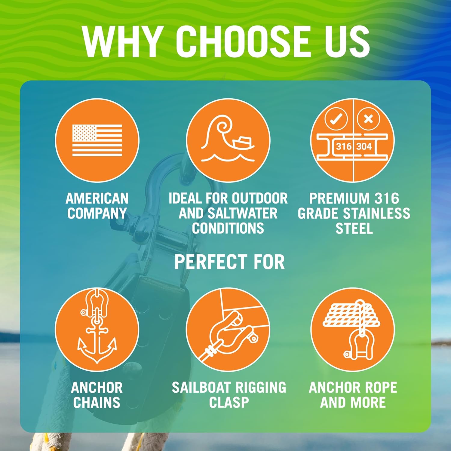 Premium Stainless Steel D-Ring Shackles, Marine Grade, 4-Pack, 1/2", 3/8", 5/16", 1/4", Mini Bow or Clevis Anchor Shackle for Boat, Sailboat, Chain, Rigging Clasp - Image 5