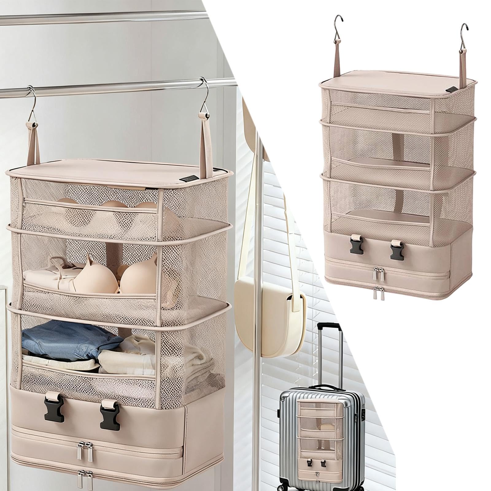 Hängender Reiseorganizer Tragbare Aufbewahrungsbox Faltbares Gepäckregal Hängetasche Aus Strapazierfähigem Polyester für Übersichtliche Organisation F