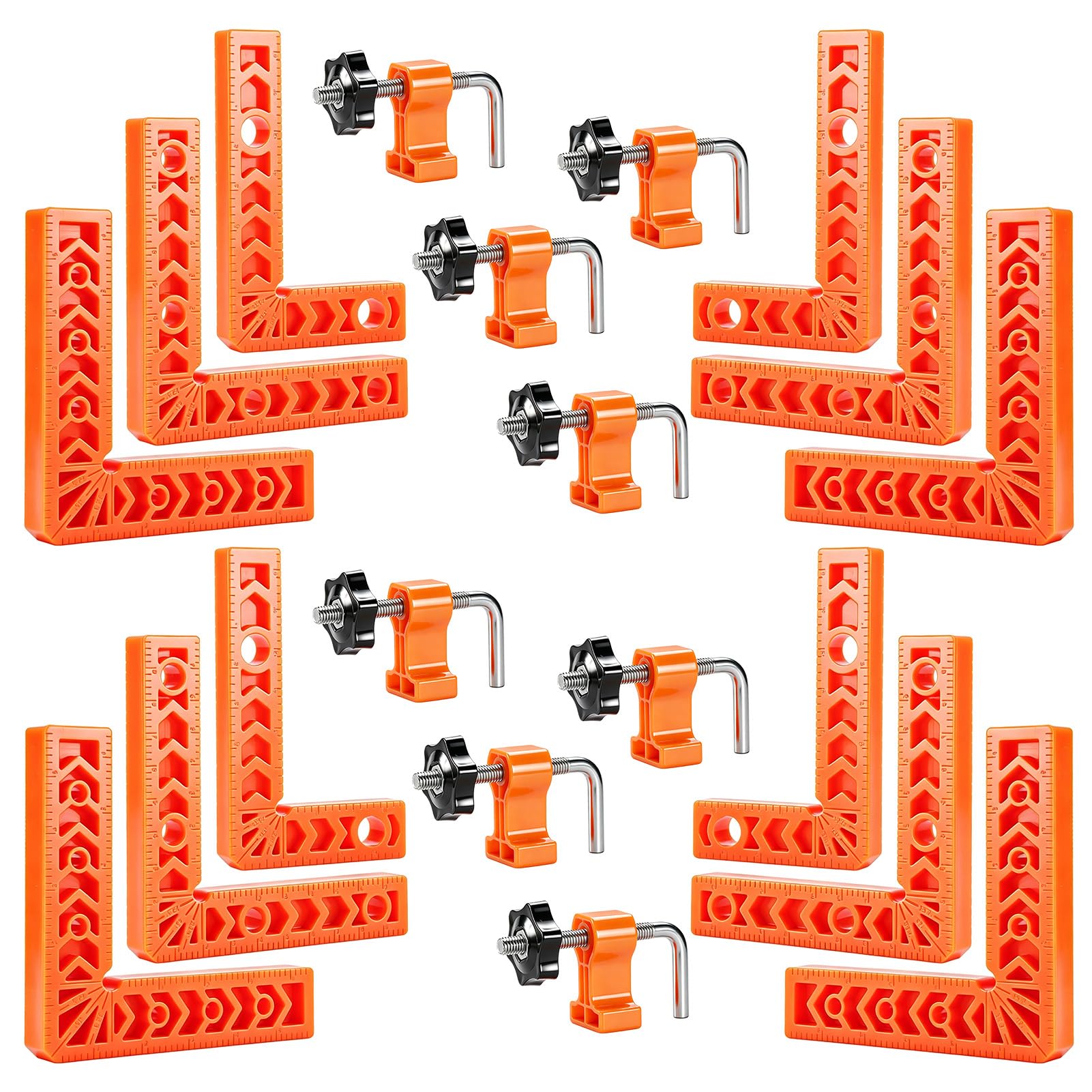 90 Degree Right Angle Positioning Square Clamp, 3" 4" 6" Angle Clamps 90 Degree Corner Clamp with 8Pcs Clamps Woodworking Tool for Pictures Frames Cabinets Drawers Boxes