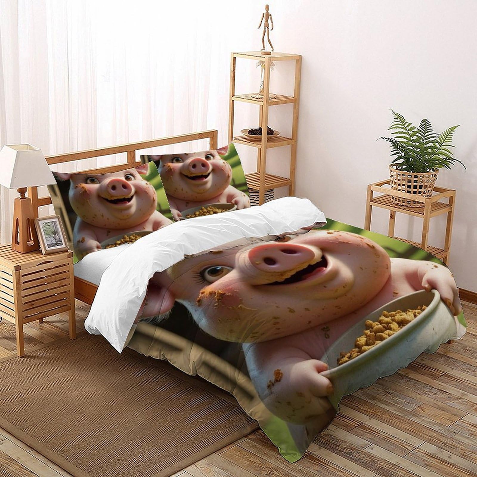 Housse de couette 260x220 cm imprimé 3D animaux pour lit super king fille sans décoloration