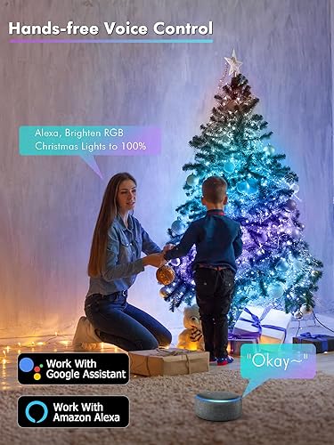 Miniatura 3 de BrizLabs Luces de hadas inteligentes, 33 pies, 100 luces LED que cambian de color, funcionan con AlexaGoogle Home, WiFi arco iris, luz de Navidad,