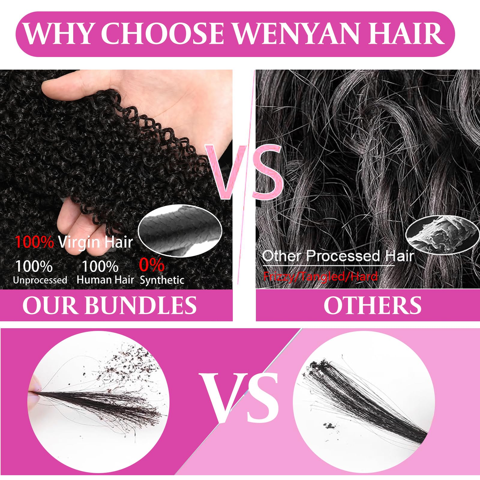 Tissage Bresilien Kinky Curly Bundles Naturelle Couleur 12 14 16 Pouce 210g
