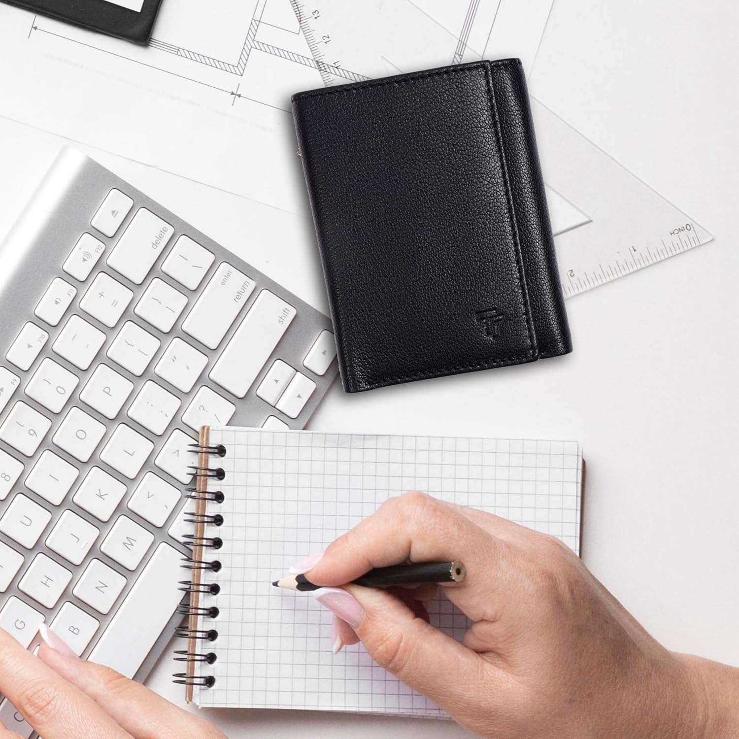 Black Leather Wallet – TrifoldCard Holder | Real Genuine Leather Mens Wallet | RFID Secure | Fits 8 Cards | Tap to Pay Feature | Quality Credit Card Holder - Image 4