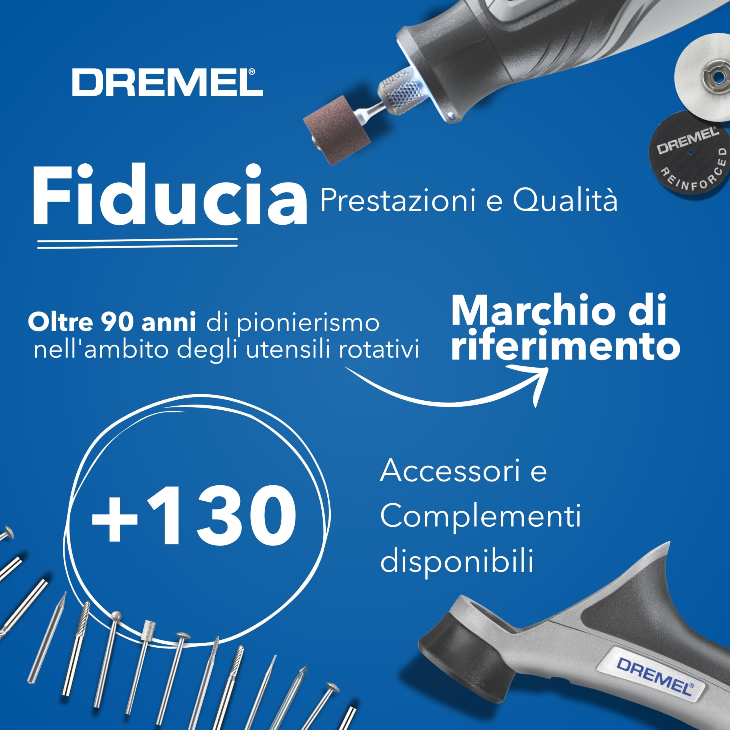 Dremel 8150 Kit utensile rotativo brushless a batteria ricaricabile tramite USB-C da 7,2 V 2Ah, 20 accessori, velocità variabile da 5.000 a 30.000 giri/min, taglio, levigatura, intaglio, smerigliatura