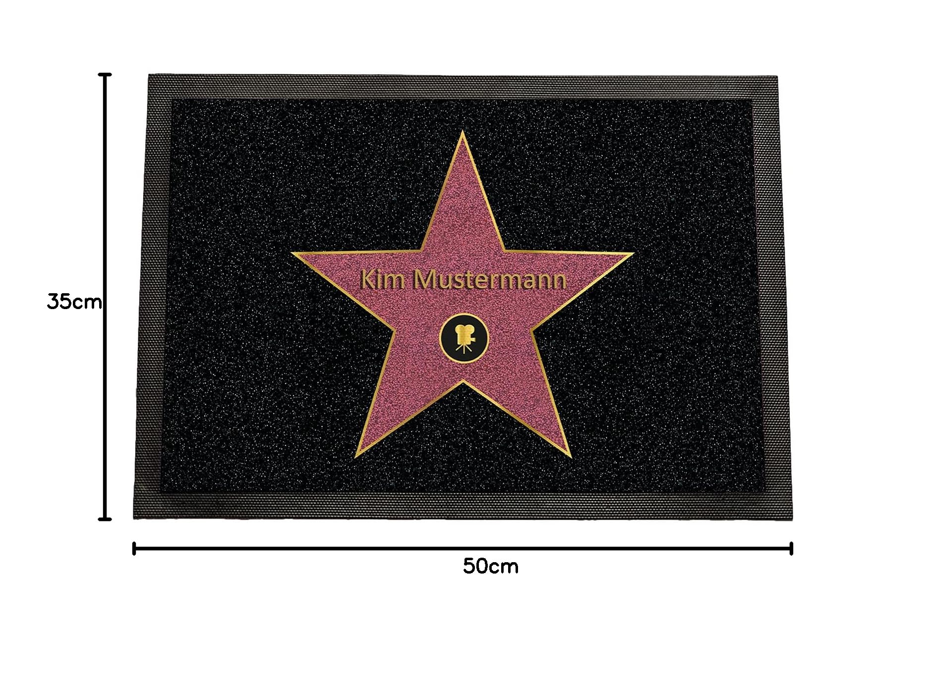 Personalisierte Fußmatte 'Walk Of Fame' – Mit Namen, Wasserfest, Größe 50x35 Cm (mit Rand)
