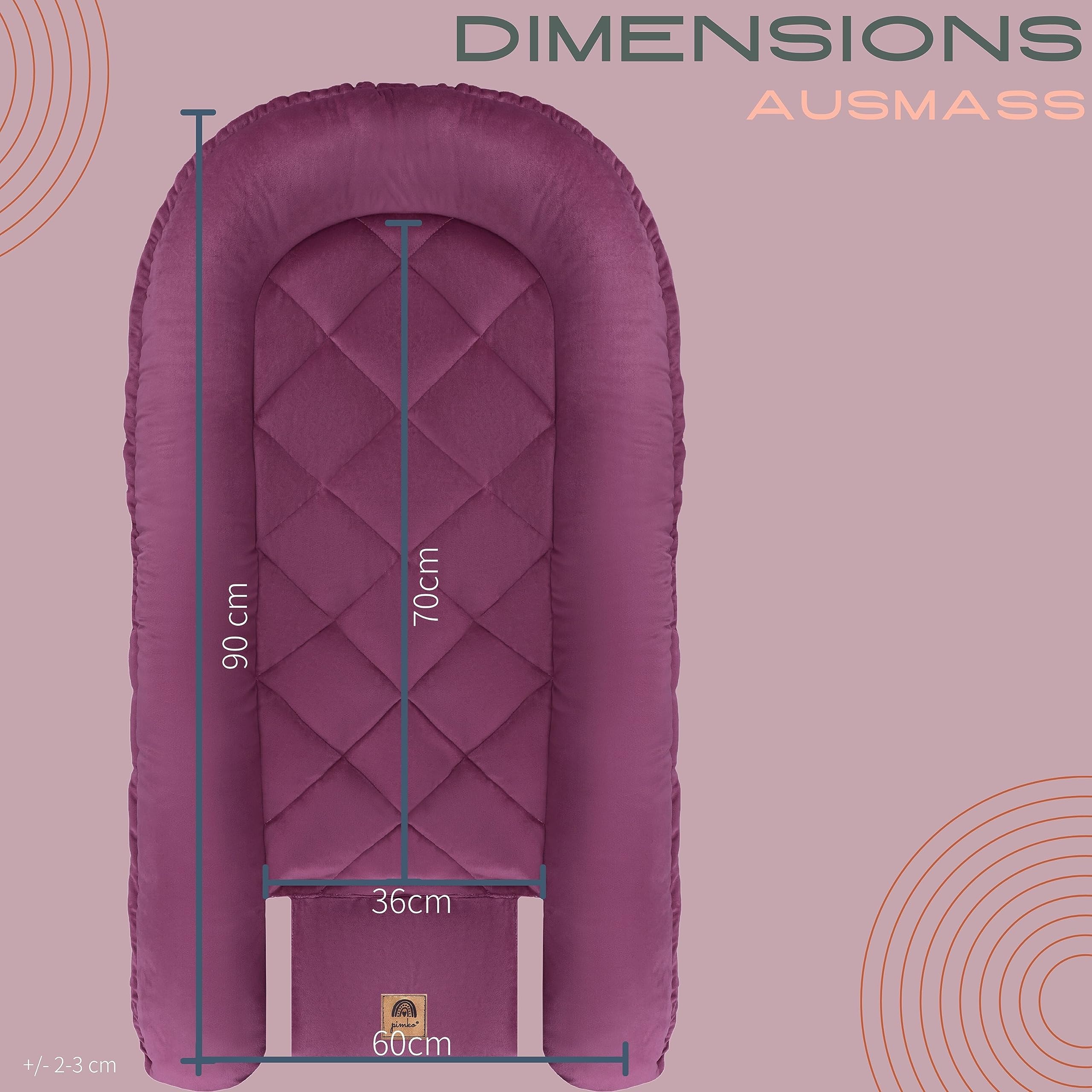 PIMKO Nid multifonctionnel réversible pour bébé, nid douillet, cocon pour bébé, nid antiallergique pour nouveau-né, cocon 60 x 90 cm, peluche douce, vert (Sunset Pink)