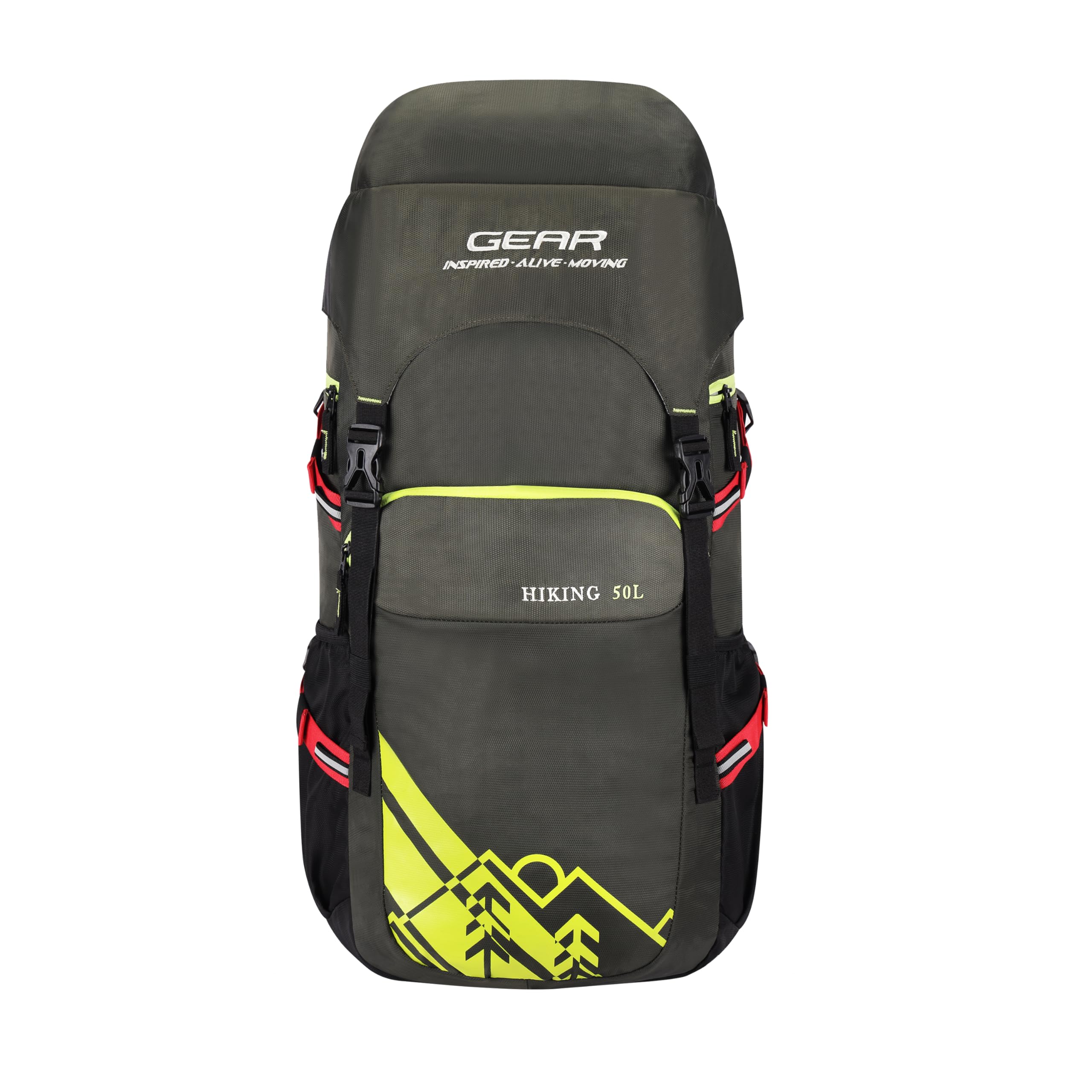 hiking 50l extra large water resistant rucksack/travel bag/for men & women(olive - black)