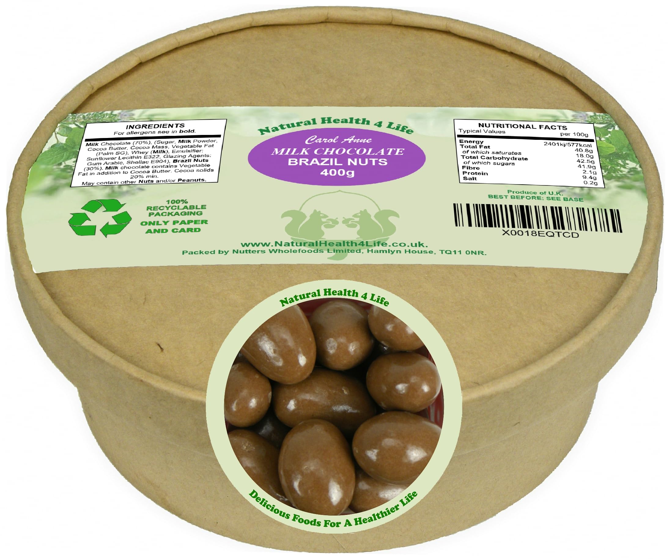 Buy Natural 4 Life Carol Anne Confectionery Milk Chocolate Brazil Nuts