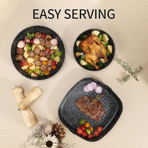 Miniatura 5 de Juego de 23 ollas y sartenes de cerámica, antiadherentes con mango desmontable, juego de cocina de inducción con mango extraíble, incluye sartenes y