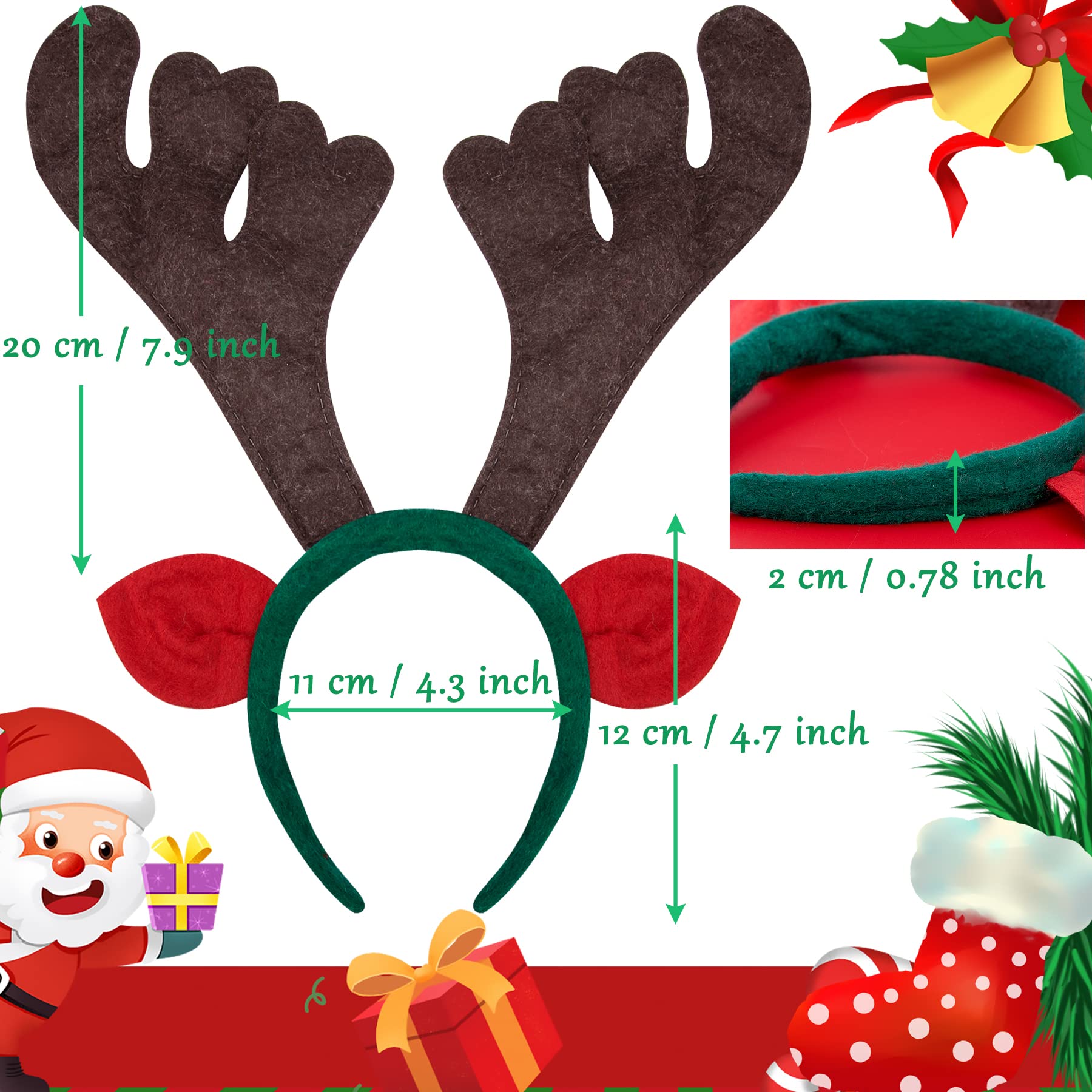 BQTQ 18 Pièces Serre-Têtes et Bandeaux de Noël pour Fête Christmas Headband