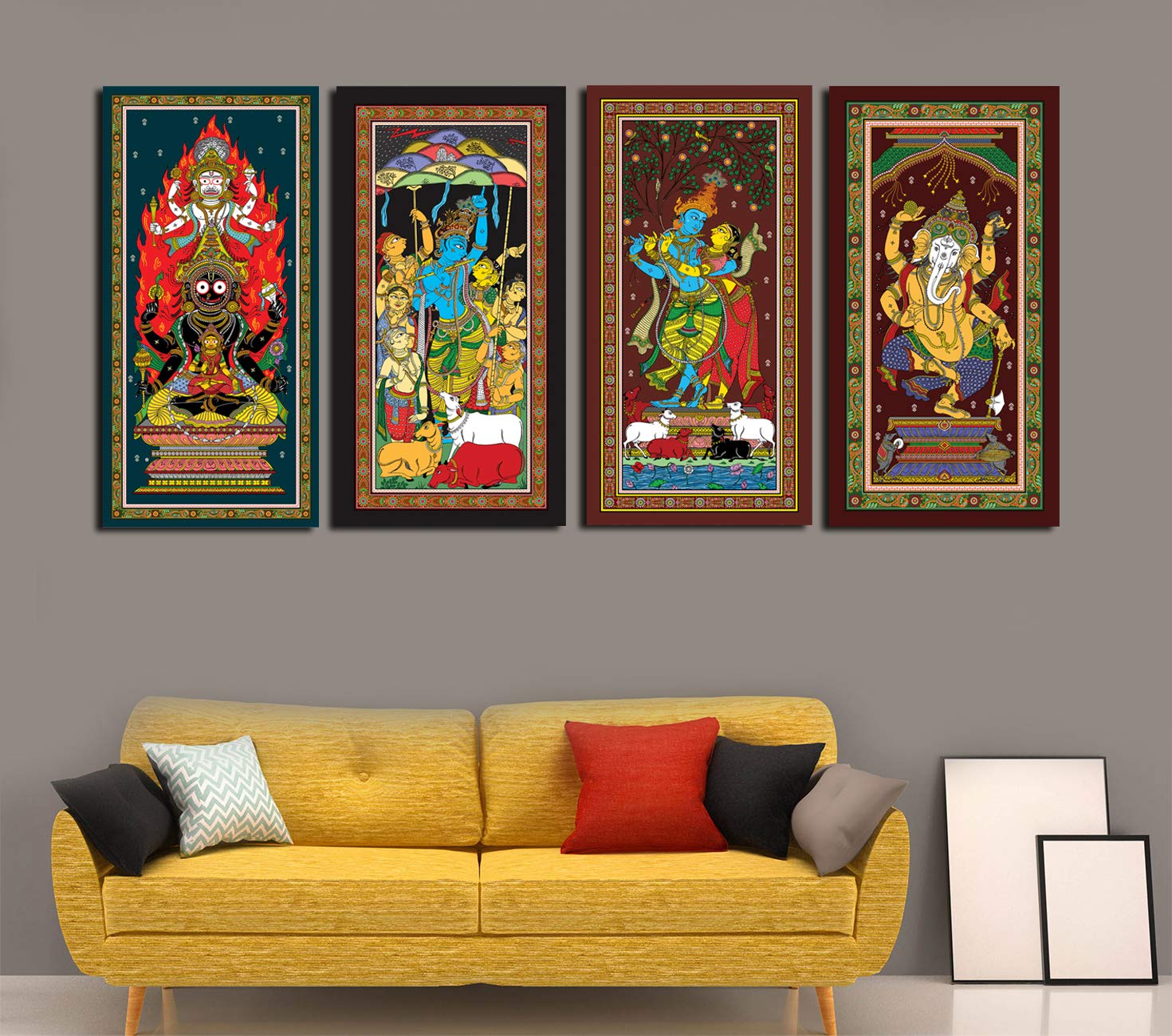 IMAGING CANVAS ® Odisha Traditional Pattachitra Indian God Framed Wall