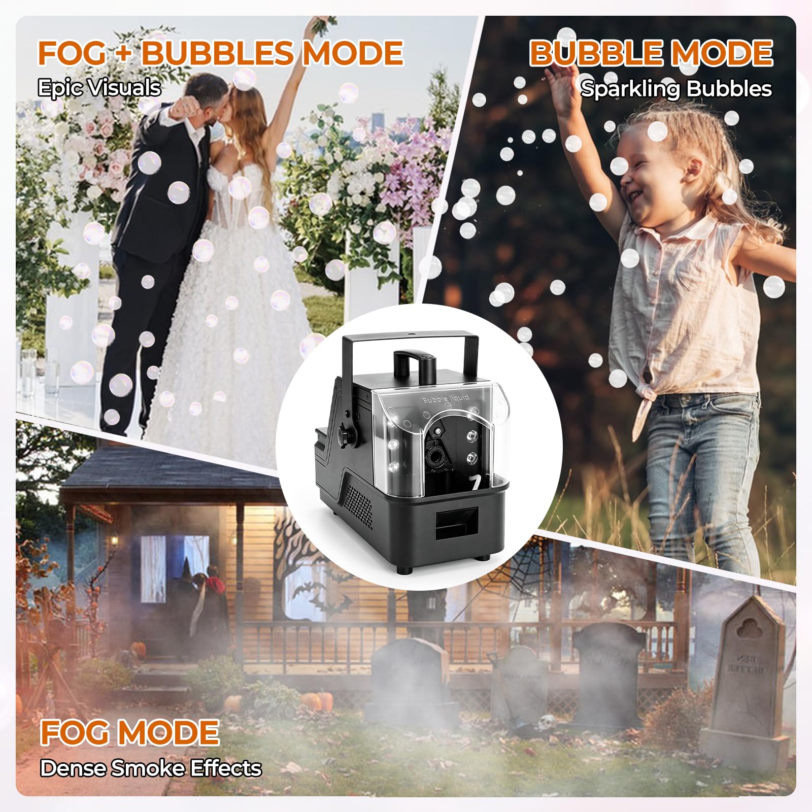 Nebelblasenmaschine Rauchmaschine 400W für Halloween Weihnachten Partys | Nebelmaschine RGB Bühnenbeleuchtung, 3 Modi und Fernbedienung für Bars Hochzeiten Außenbereich