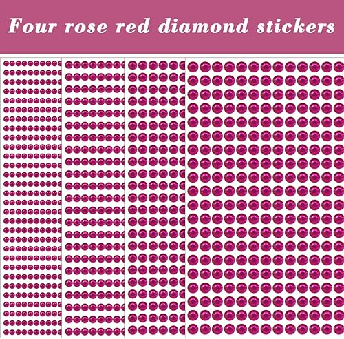Miniatura 4 de 1799 piezas de 4 hojas de calcomanías de diamantes de imitación autoadhesivas de 0.236 pulgadas, gemas de diamantes de imitación autoadhesivas para