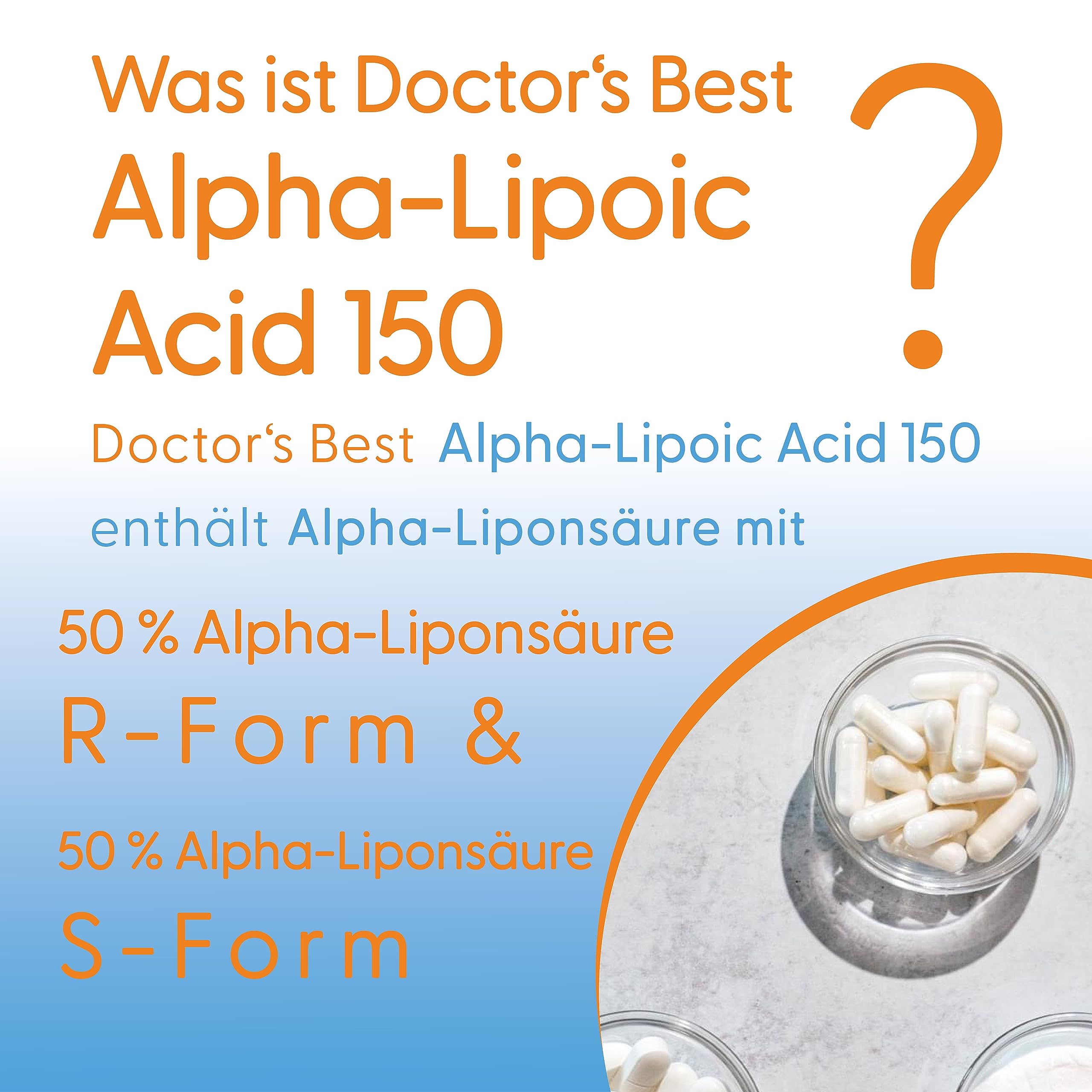 Doctor's Best, Alpha-Lipoic Acid (Alpha-Liponsäure), 150mg, 120 vegane Kapseln, Laborgeprüft, Glutenfrei, Sojafrei, Vegetarisch