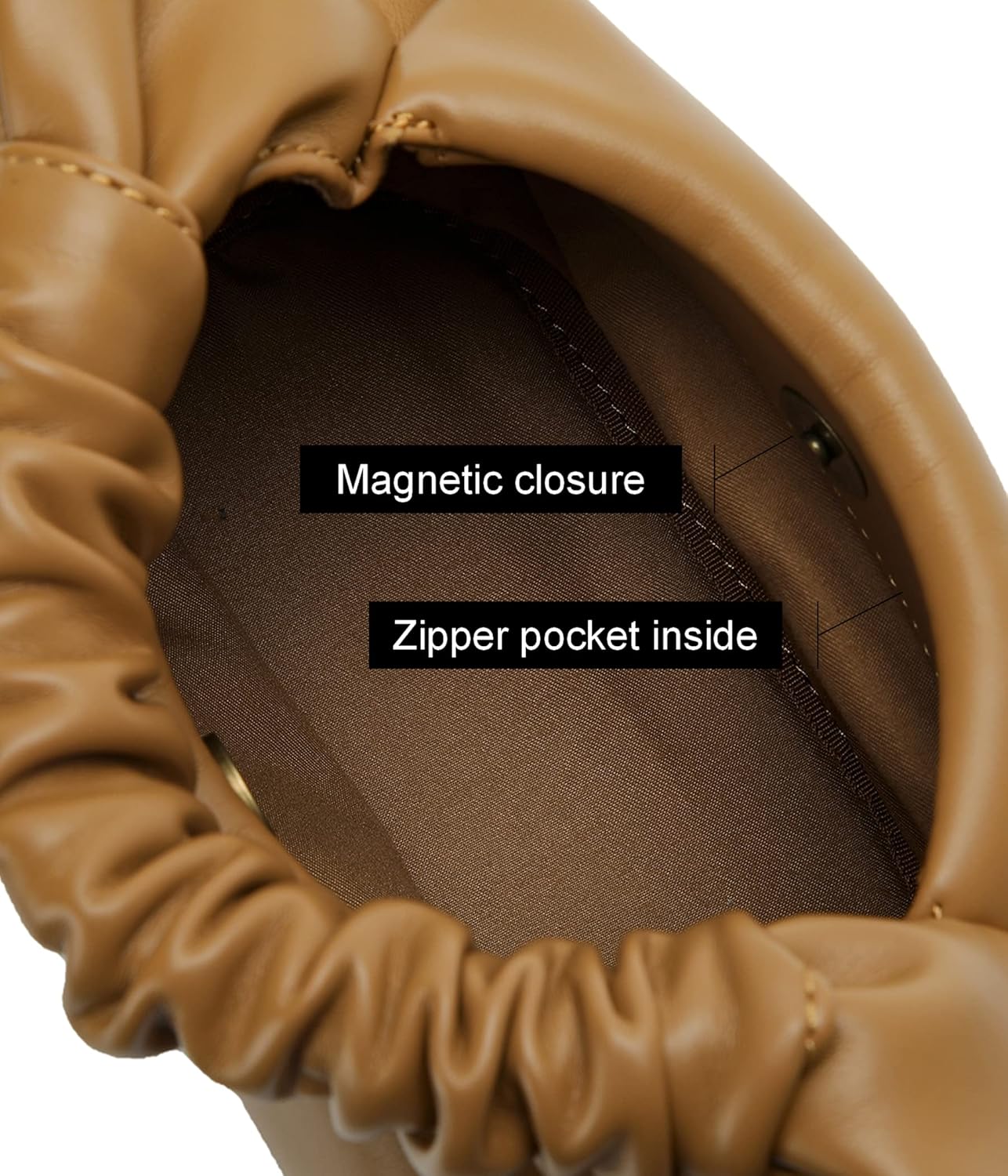 Chic Top Handle Bag for Women Small Ruched Hobo Handbag Soft Faux Leather Tote Bags Purse - Image 7