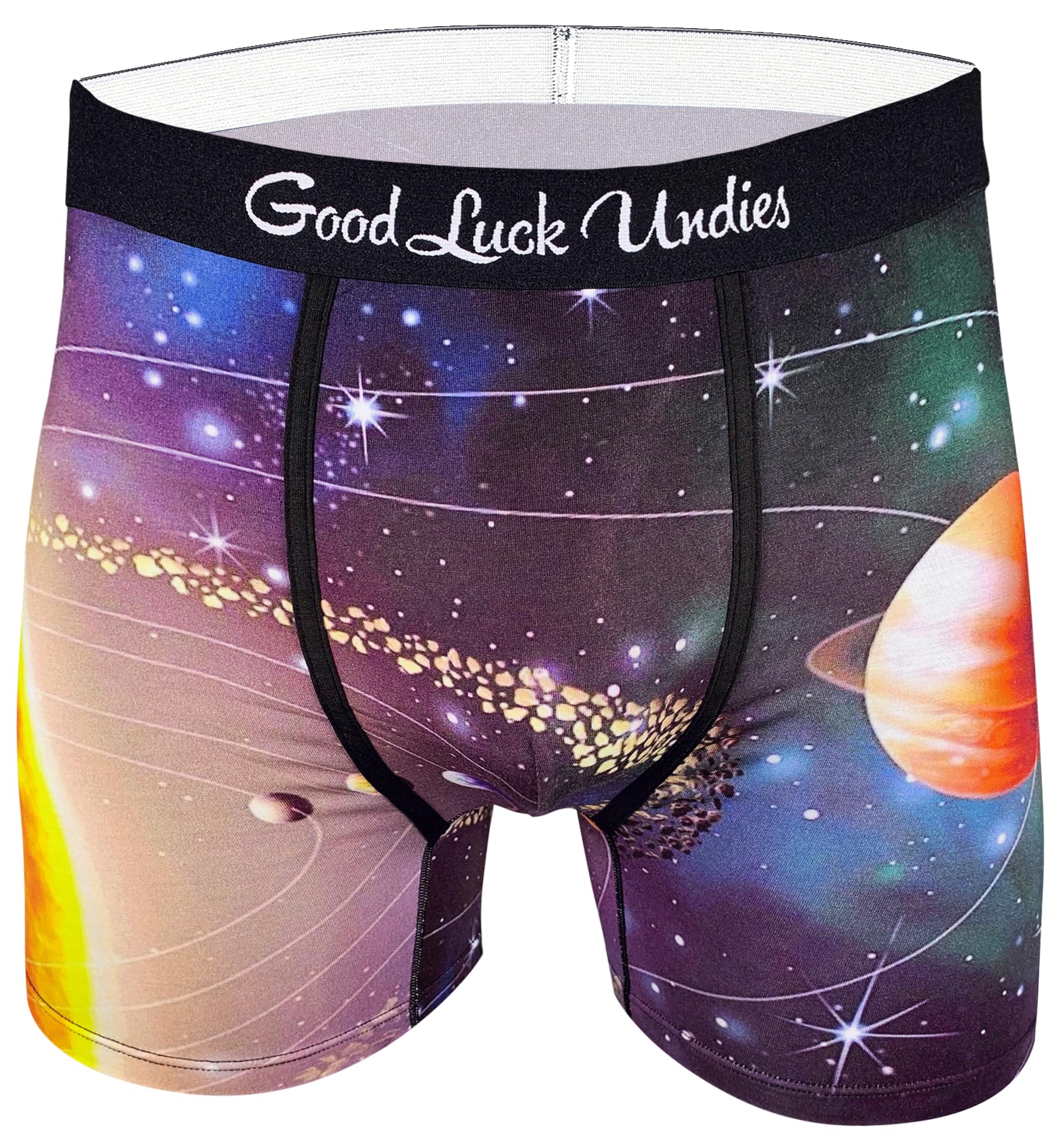 Good Luck Undies Men's Solar System Boxer Brief Underwear - Multicoloured - S