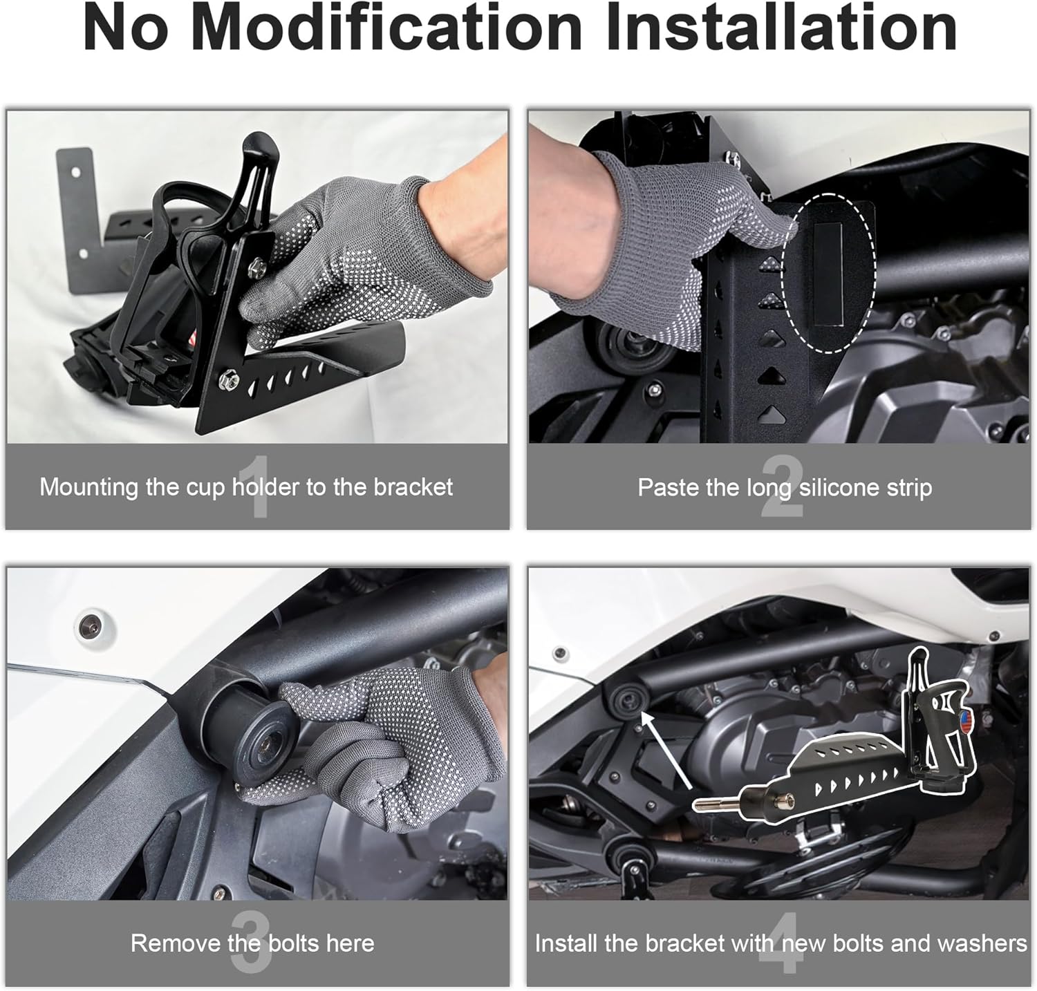Stainless Steel Mirror Locks & Drink Cup Holder Bracket (Black) for All Can Am Spyder F3/F3-S/F3-T
