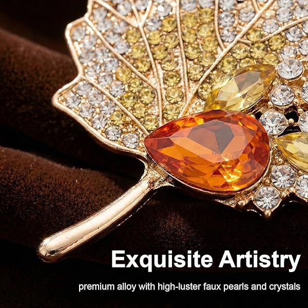 Set of 4 Flower Pins, Brooches for Clothes, Vintage Brooch for Women, Elegant Brooch Jewellery for Clothes, Brooch Jewellery for Leaf Shape, Fashion Rhinestone Brooches for Hats, Backpacks - 4