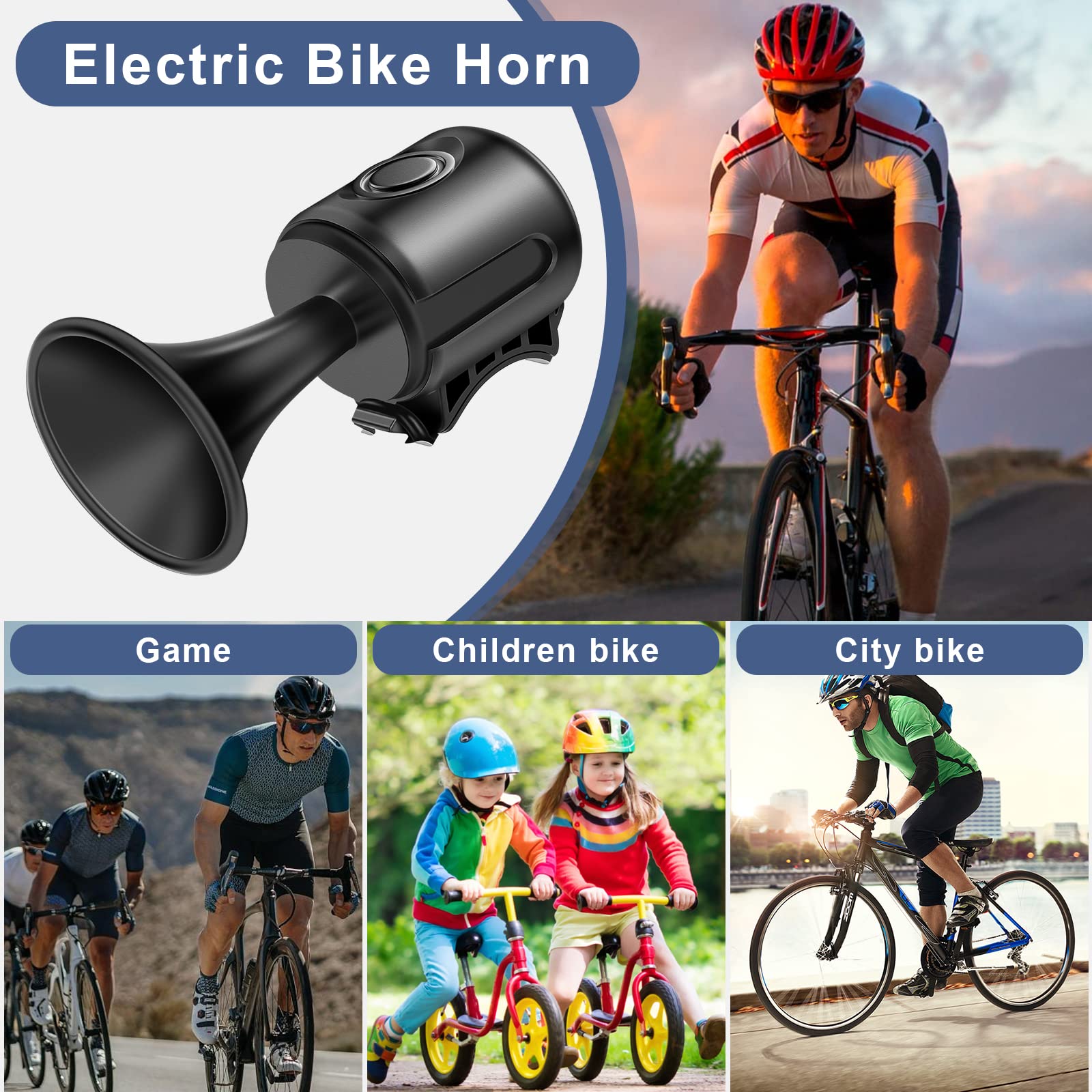 Afaneep Campanello Bici, Clacson Bici Campanello Bicicletta - 120DB Clacson Bici Elettrica Campanello Bici Elettrico Impermeabile IPX4 Campanello Elettrico Bici Campanelli per Bicicletta (Nero)