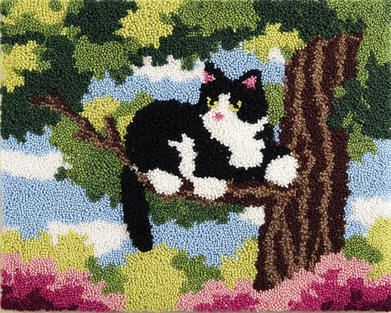 FWRTYCB DIY Latch Hook Rug Kit Cat in the Tree