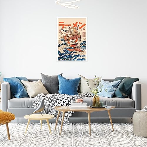Miniatura 8 de Trendy The Great Ramen Off Kanagawa - Arte de pared divertido Japón comida bebida pósteres de lienzo asiático fideos sopa olas impresiones