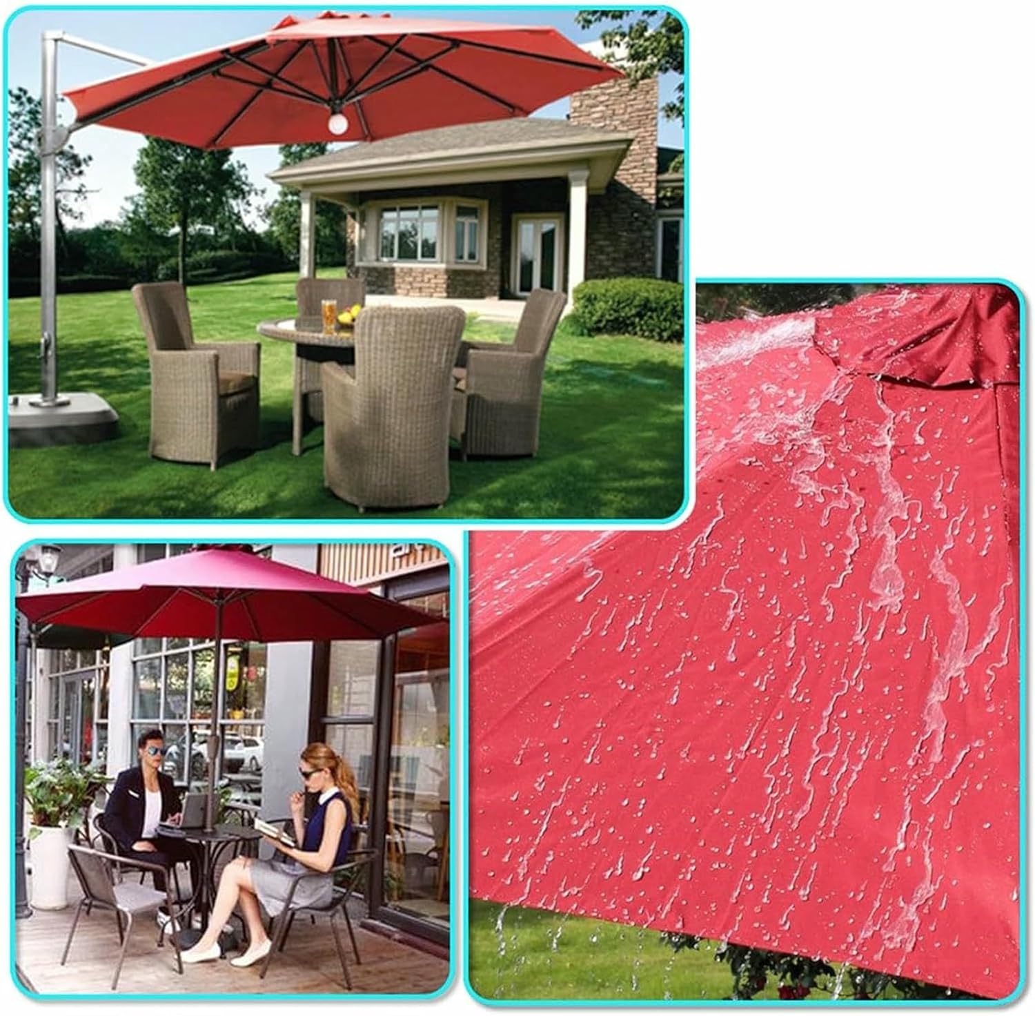 Replacement Parasol Canopy, Sun Umbrella Replacement Parasol Fabric Cover With 6/8 Ribs, 2M/2.7m/3m Garden Parasol Canopy Cover Replacement Top For Garden, Patio Umbrella