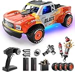 DEERC Voiture RC Rapide Brushless Échelle 1/14 pour Adultes, 43 MPH Haute Vitesse Camion RC Tout Terrain Étanche, Voiture Télécommandée Drift Tout Terrain pour Garçons de 8 à 12 Ans, 2 Batteries, Compatible 3S Lipo