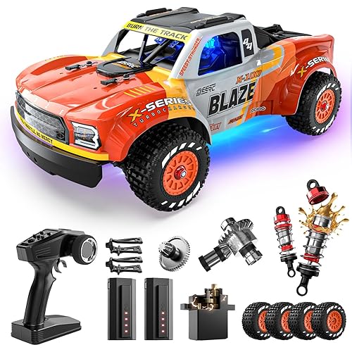 DEERC 1205 1/14 Brushless RC Car for Adults,Max 43 mph,High Speed Electric 4x4 Off-Road RC Truck, Waterproof Monster Truggy, All Terrain Fast Remote Control Drift Car for Boys 8-12, 3S Lipo Compatible