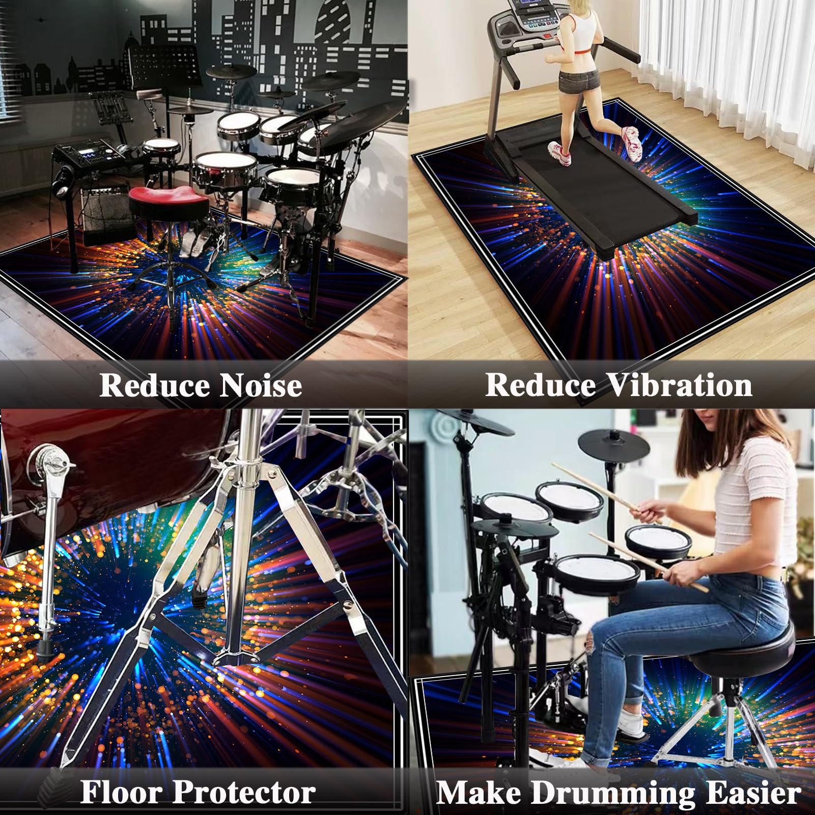 120 x 90 cm Dywan bębnowy Akustyczny Dywan Bęben Antypoślizgowy Dźwiękoszczelny Dywan Bęben Koc do bębna elektronicznego bębna bębna basowego Instrumenty muzyczne Dywan Bateria