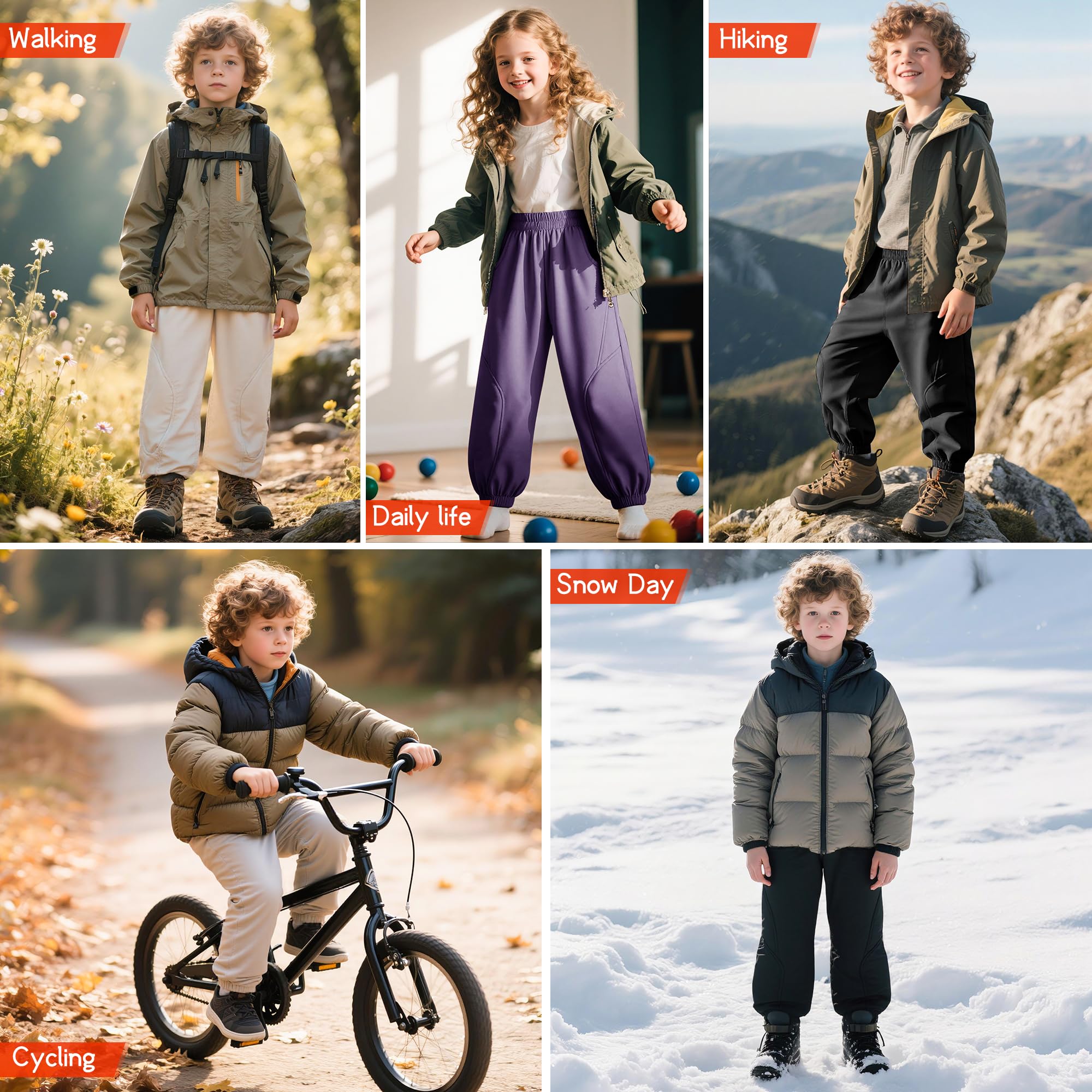 Pantaloni Softshell Foderato in Pile per Bambini, Impermeabili Antivento Inverno Termici Morbido Ragazzi Pantalone per Trekking Hiking Pioggia Montagna Escursionismo, 6-14 Anni