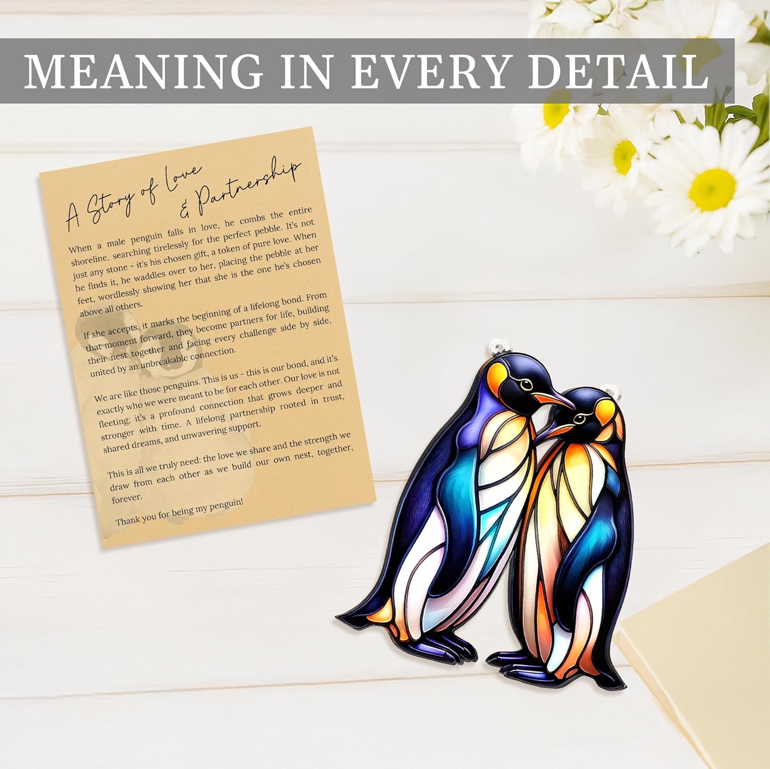 Beach Christmas Ornaments for Tree, Sea Turtle Acrylic Suncatcher Ornament with Story Card, Sea Turtle Gifts for Women, Beach Gifts for Women, Christmas Stocking Stuffers Ideas (Penguin) - Image 7