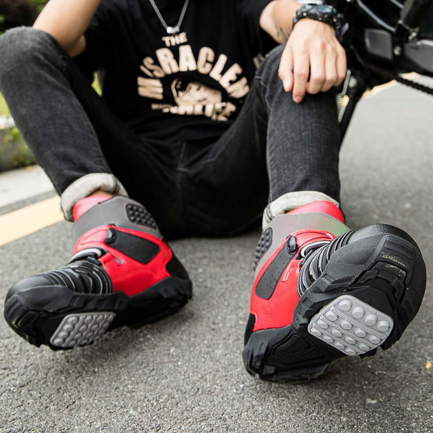 Men's Boots Men's Mid Top Motorcycle Boots Non Slip Wear-Resistant High Protection Motorcycle Boots Suitable For Driving Motorcycles