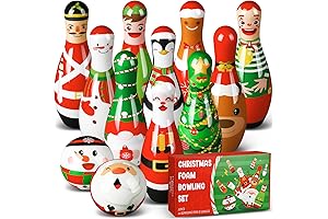 12 Pcs Christmas Party Games Foam Bowling Set,10 Soft Foam Pins 2...